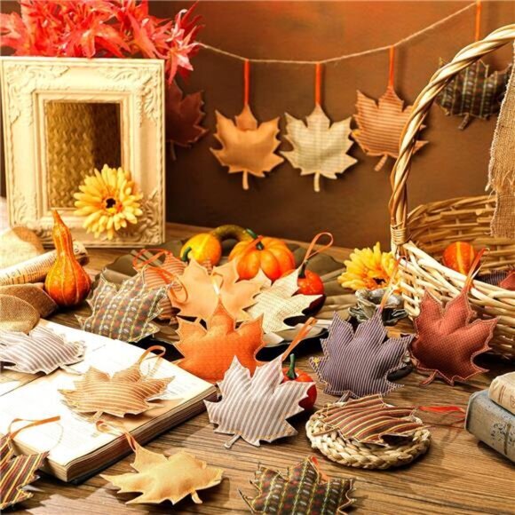 27 Pcs‎ Fall Tree Decoration Thanksgiving Ornaments 3D Felt Maple Leaf Ornaments - Picture 2 of 7